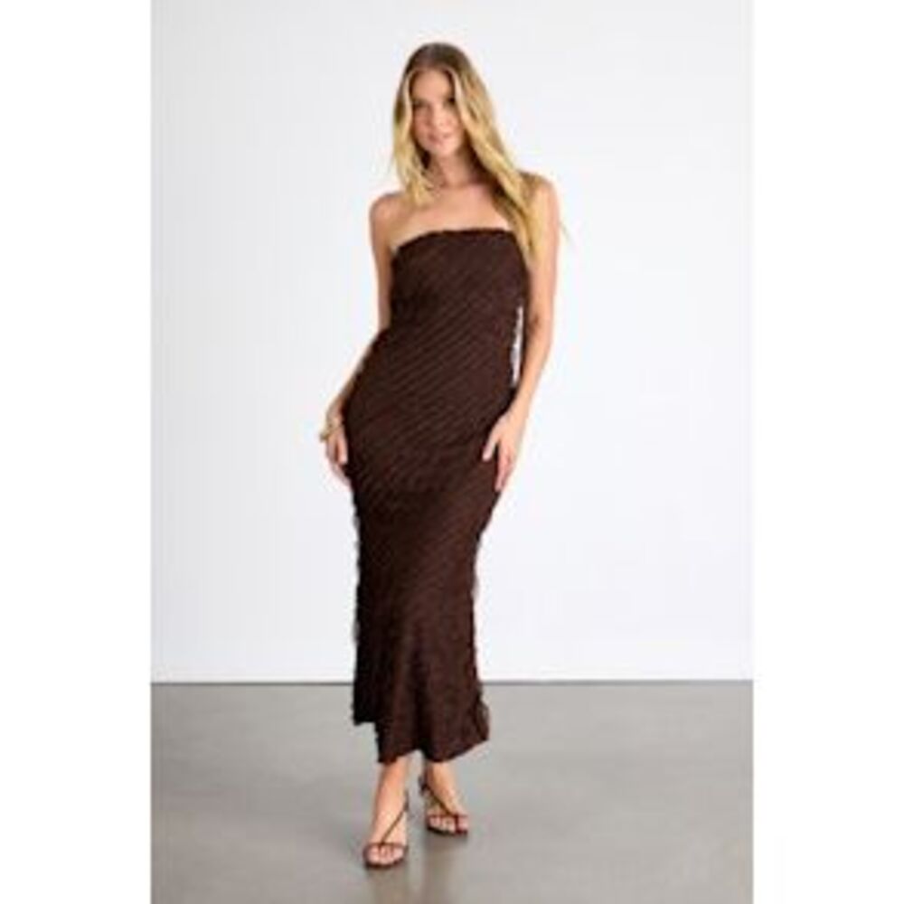 Lulu's Strapless Brown Maxi Dress
